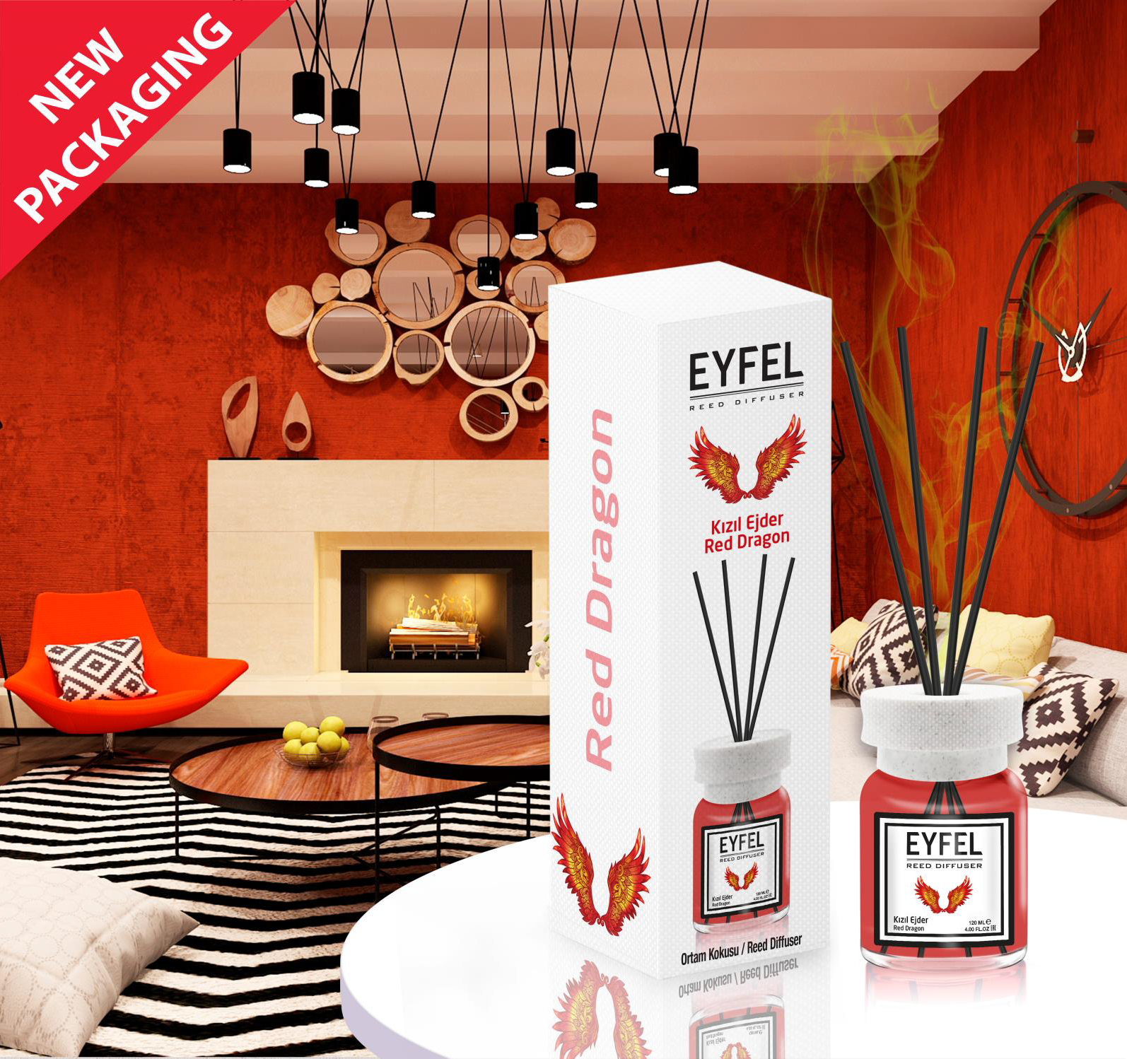 fire-angel EYFEL ODORIZANT CAMERA DIFFUSER 120ML FIRE ANGEL DRAGONUL ROSU - imagine 1